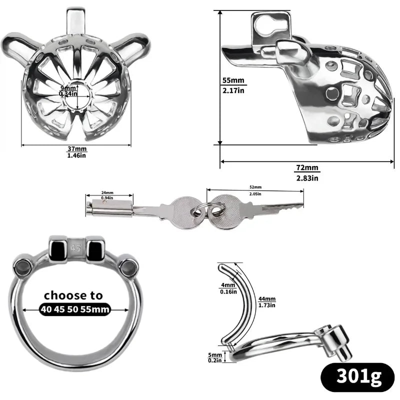 Removable PA Chastity Cage -size