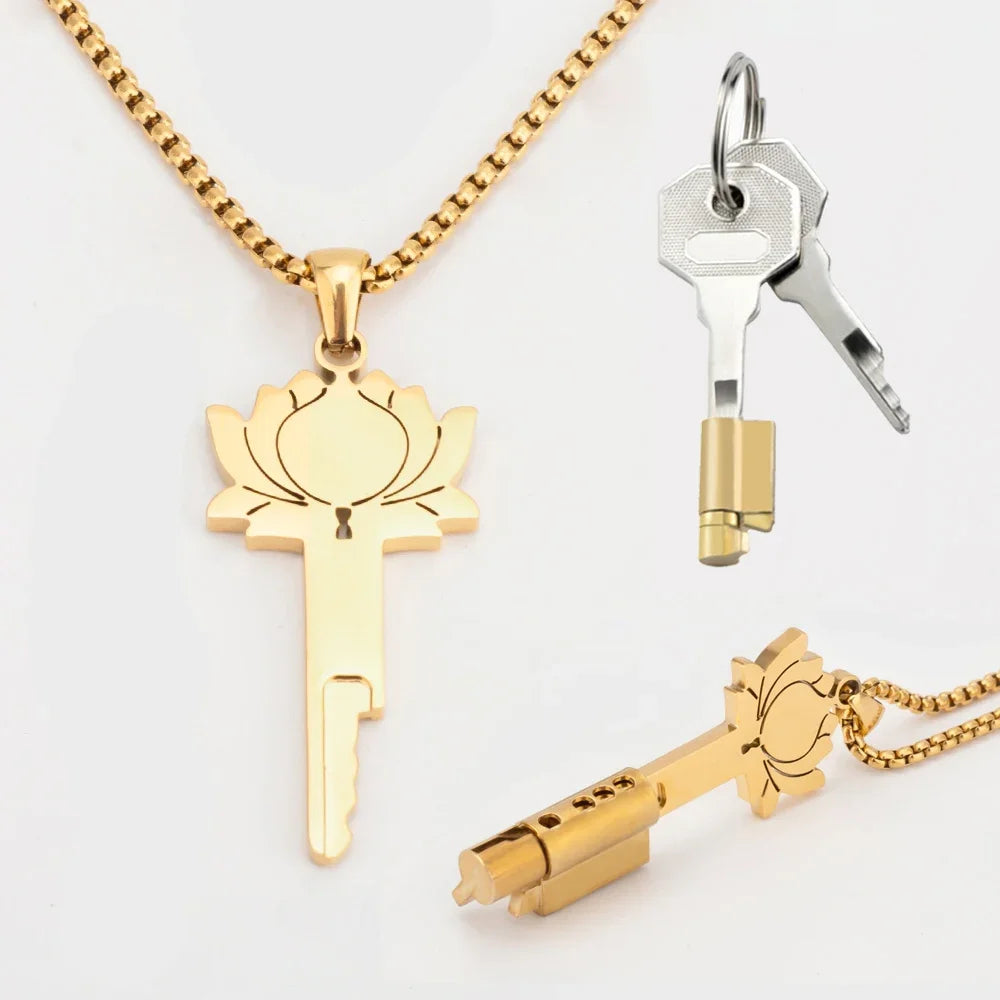 Lotus Chastity Key Necklace