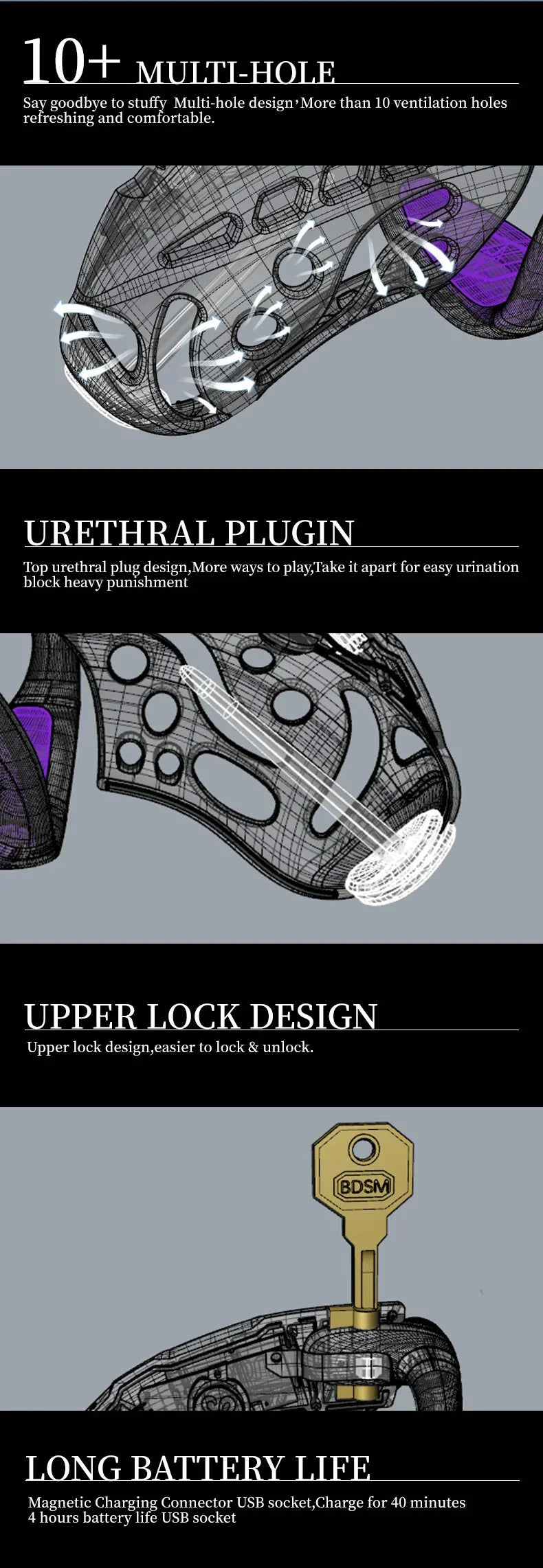 Electric Shock Vibrating Penis Chastity Cage