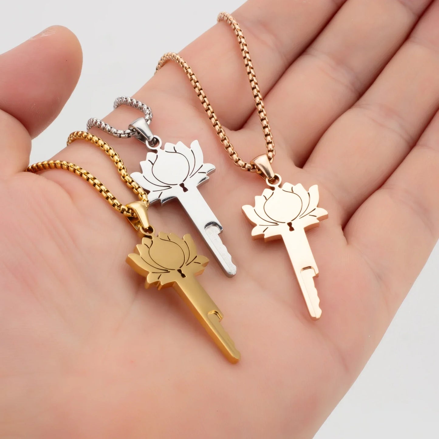 Lotus Chastity Key Necklace