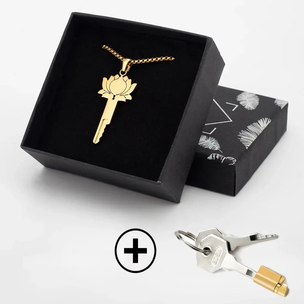 Lotus Chastity Key Necklace