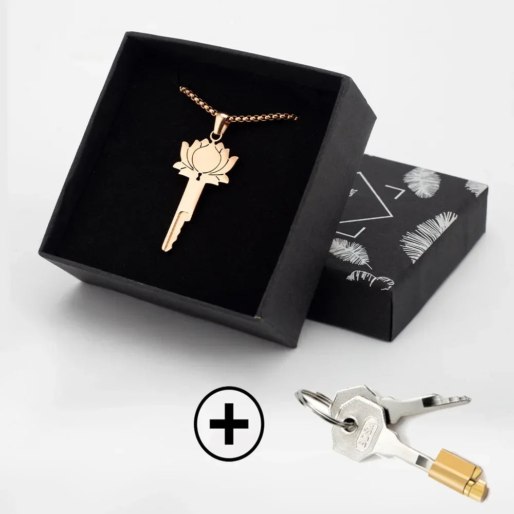 Lotus Chastity Key Necklace