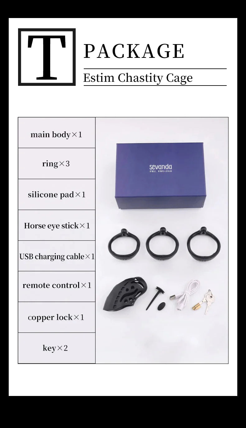 Electric Shock Vibrating Penis Chastity Cage