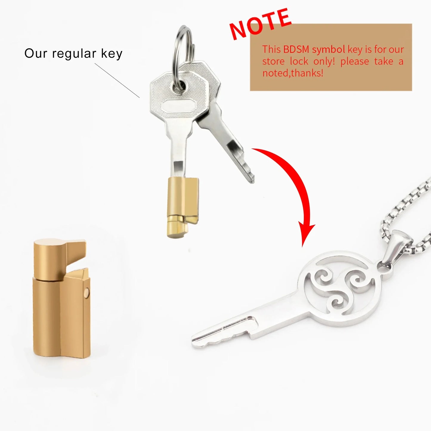 Rotating Chastity Key Necklace
