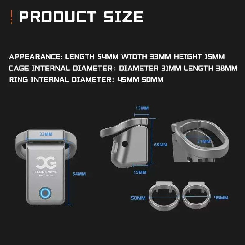 Cagink Metal Chastity Cage Micro Remotely 35