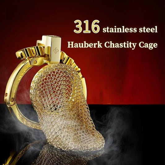 Golden Adjustable Chainmail Chastity Cage