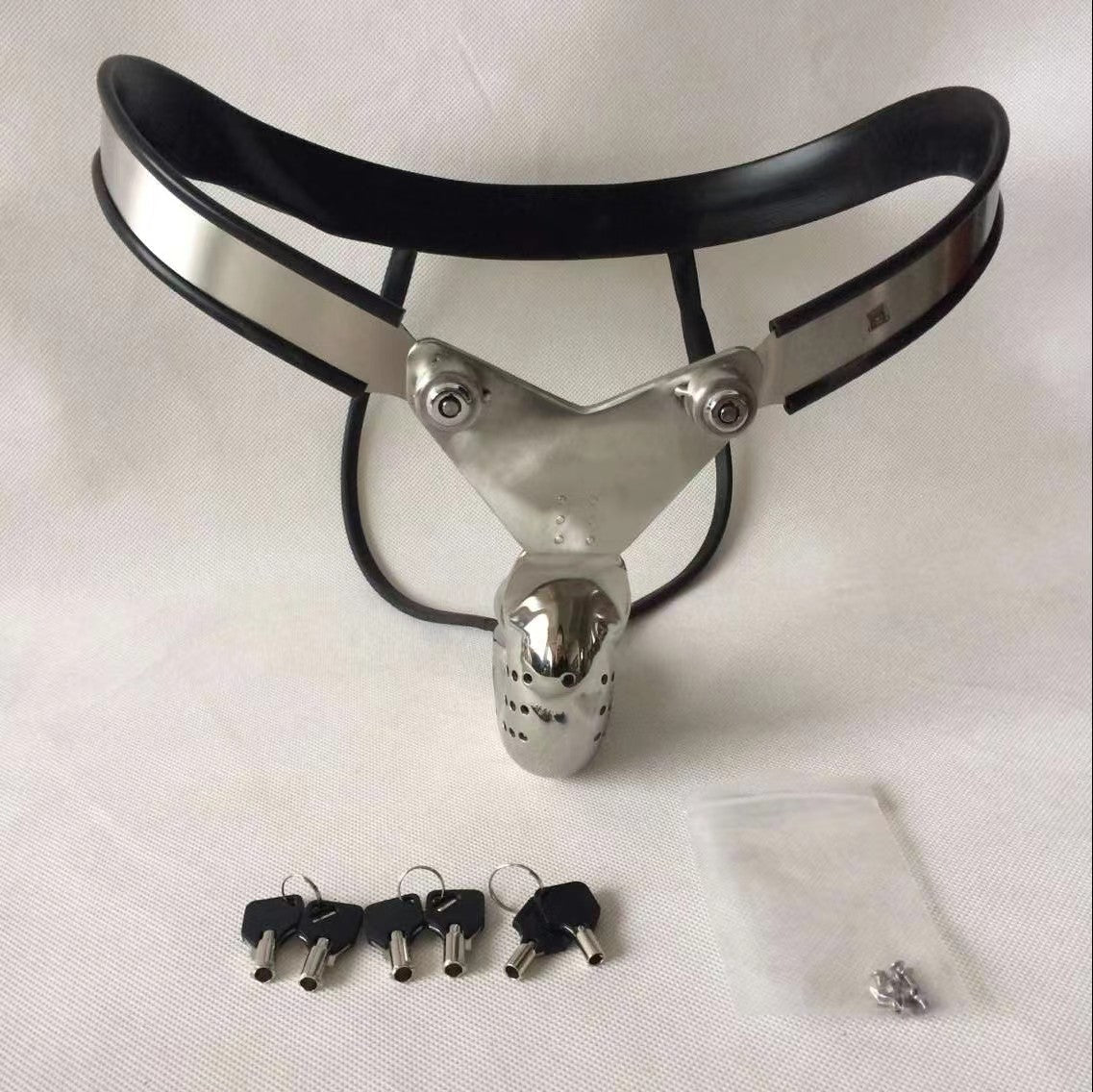Heart-Shaped Stainless Steel Male Chastity Belt