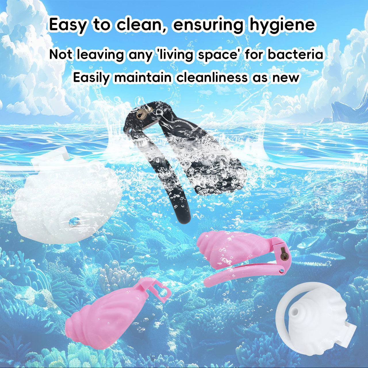 Shell Shaped Sissy Chastity Cage