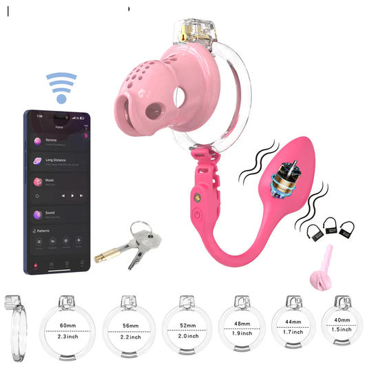 Silicone Chastity Cage with App Remote Control Anal Plug
