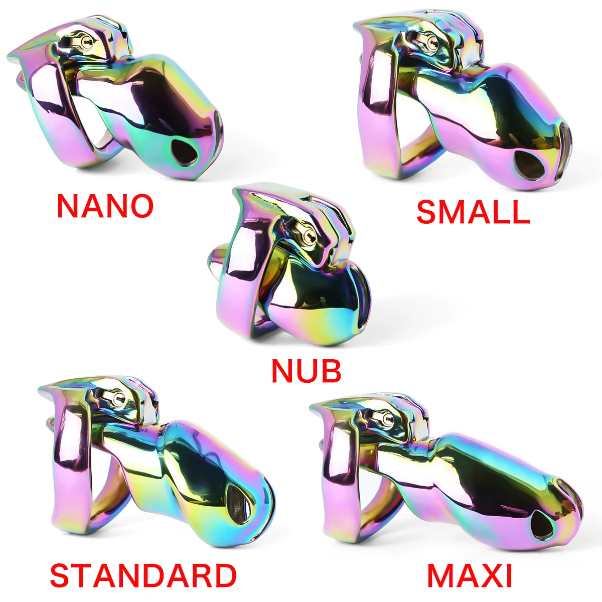 V4 Rainbow Steel Chastity Cage