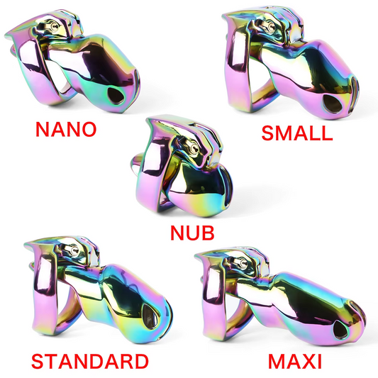 V4 Rainbow Steel Chastity Cage