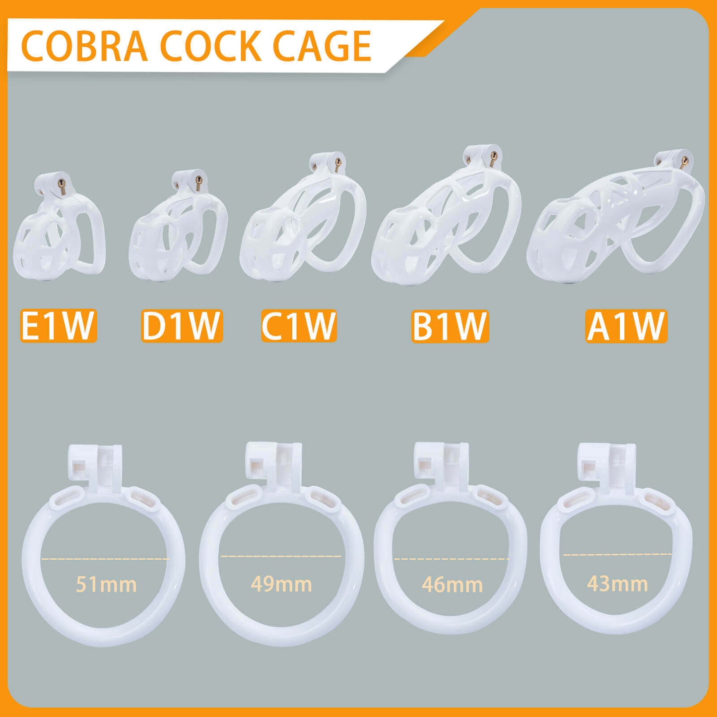 White Cobra Chastity Cage Kit 1.77