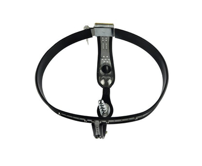 Saddle Shield Black-and-Silver Male Chastity Belt