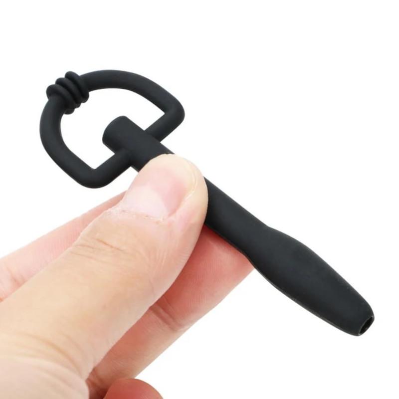 Black Elastic Urethral Stretcher Silicone Penis Plug