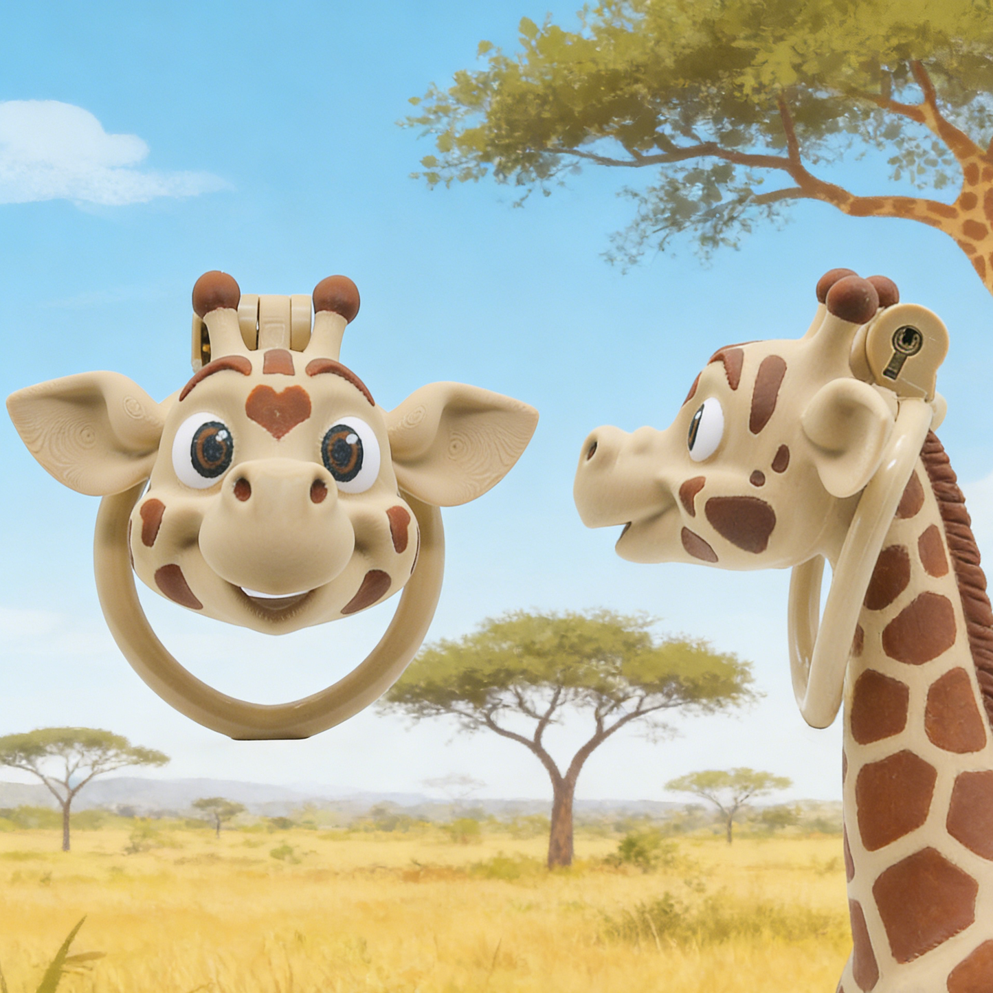 Giraffe Silhouette 3D Chastity Cage