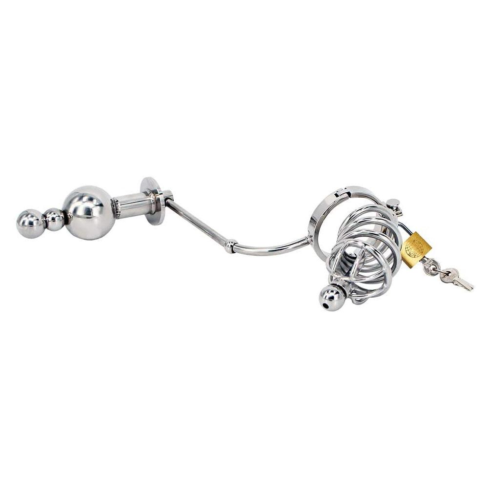 Cock Cage with a Butt Plug attachment and Urethral Sound 1.77 inches Long — alternate product view 4