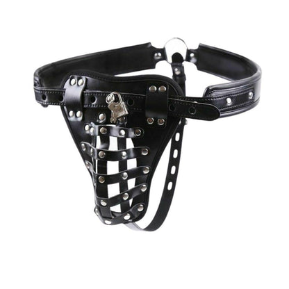 Black Riveted Basket Male Chastity Belt