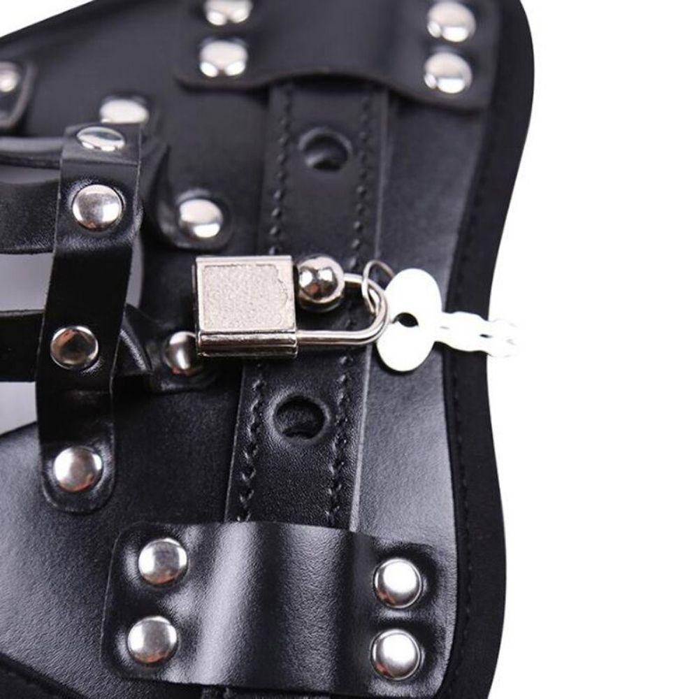 Black Riveted Basket Male Chastity Belt
