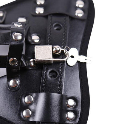 Black Riveted Basket Male Chastity Belt