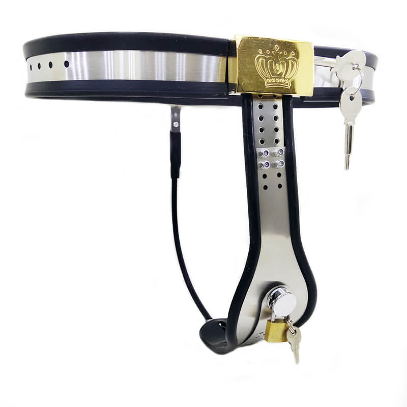 Black-or-Pink Panel-Front Female Chastity Belt