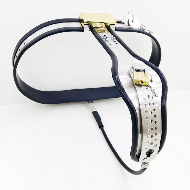 Black-or-Pink Panel-Front Female Chastity Belt