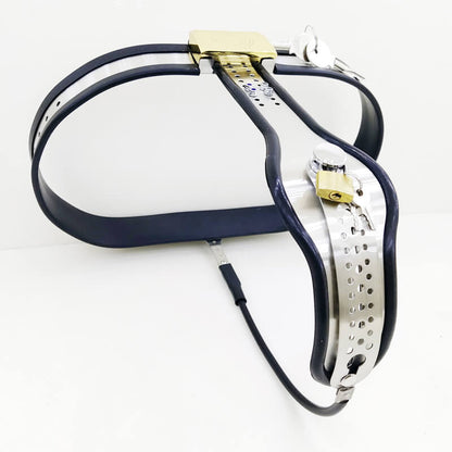Black-or-Pink Panel-Front Female Chastity Belt