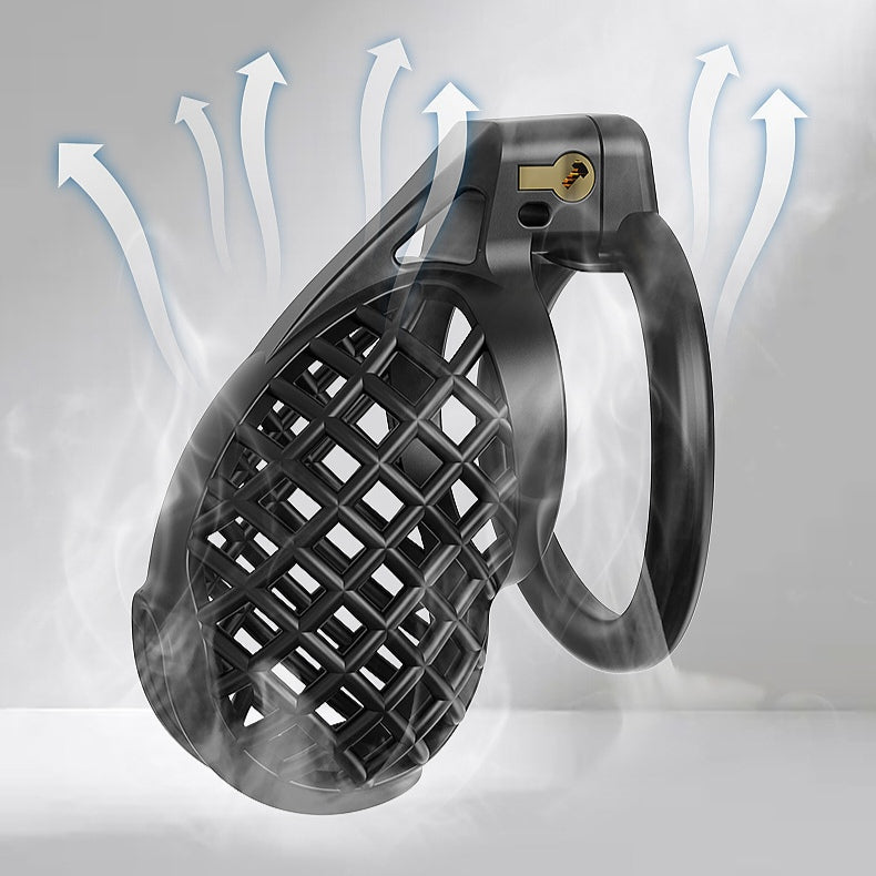 Black Hollow-Mesh Chastity Cage