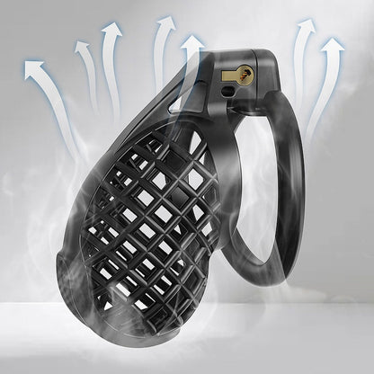 Black Hollow-Mesh Chastity Cage