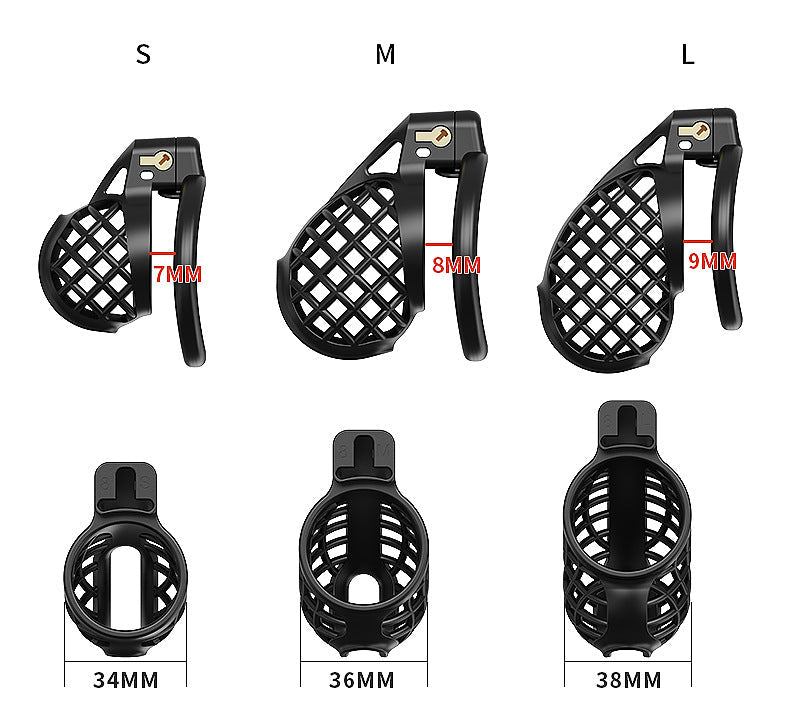 Black Hollow-Mesh Chastity Cage