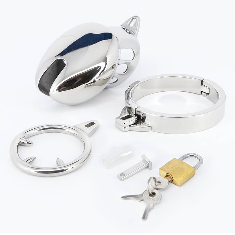 Stainless Steel Chastity Cage With Spike Ring