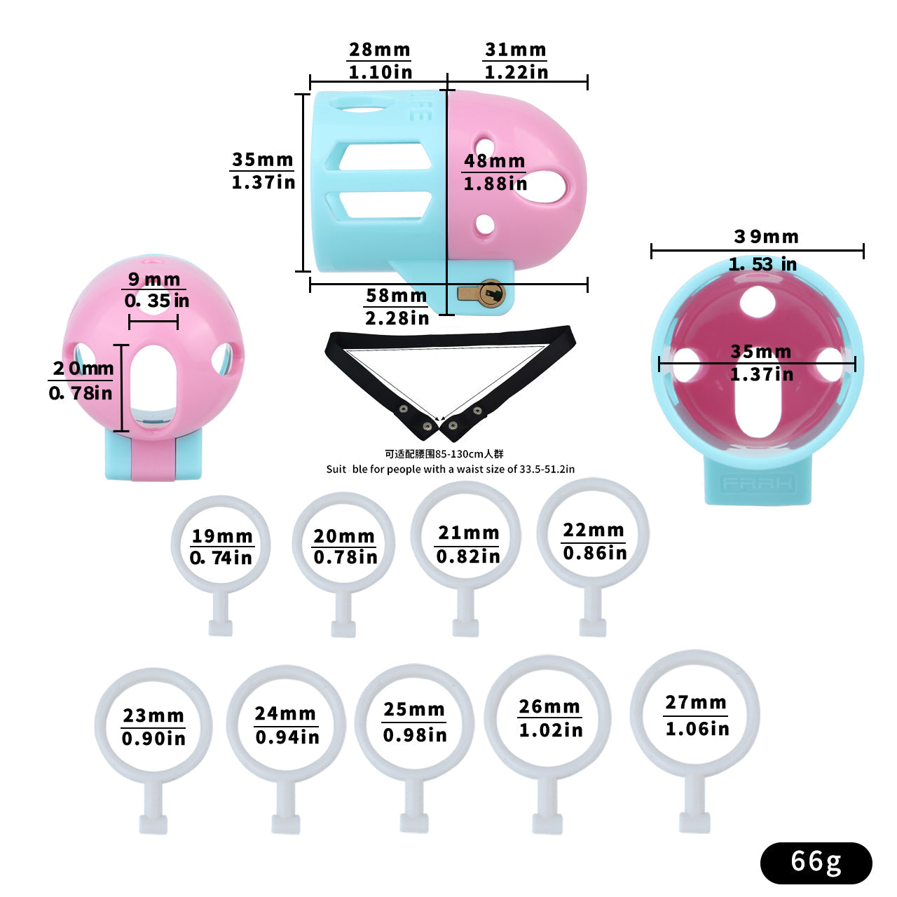 Bullet-shaped Ringless Chastity Cage - 8