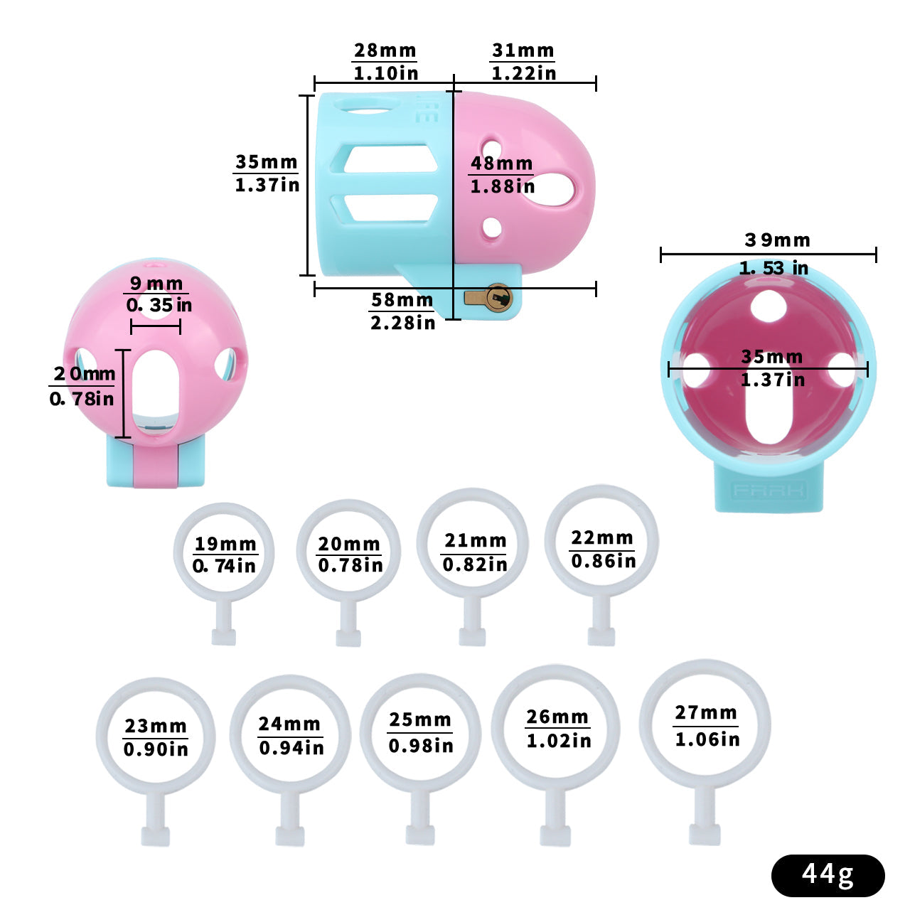 Bullet-shaped Ringless Chastity Cage - 7