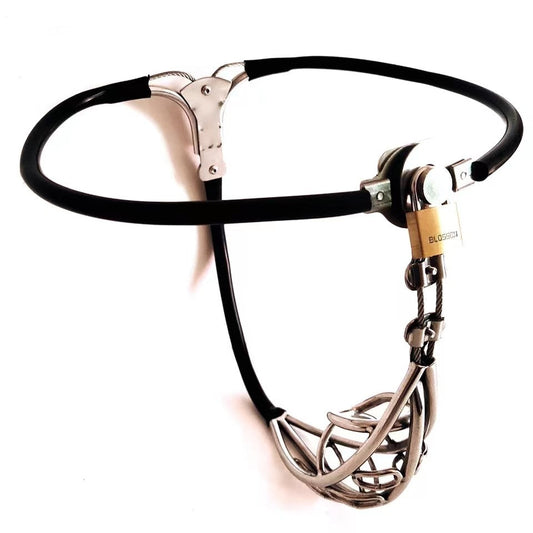 Open-Cage Cable-Waist Male Chastity Belt