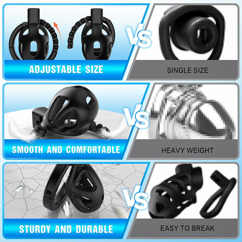 Chastity Cage with 8 Adjustable Cock Ring