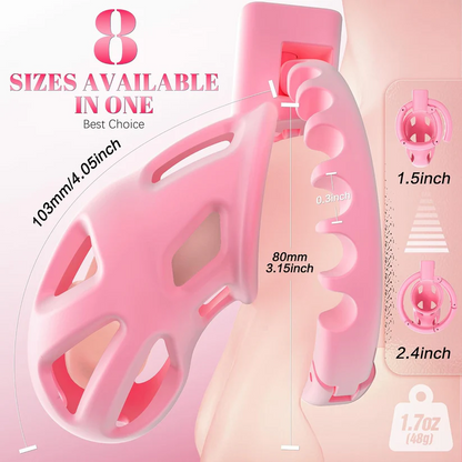 Chastity Cage with 8 Adjustable Cock Ring