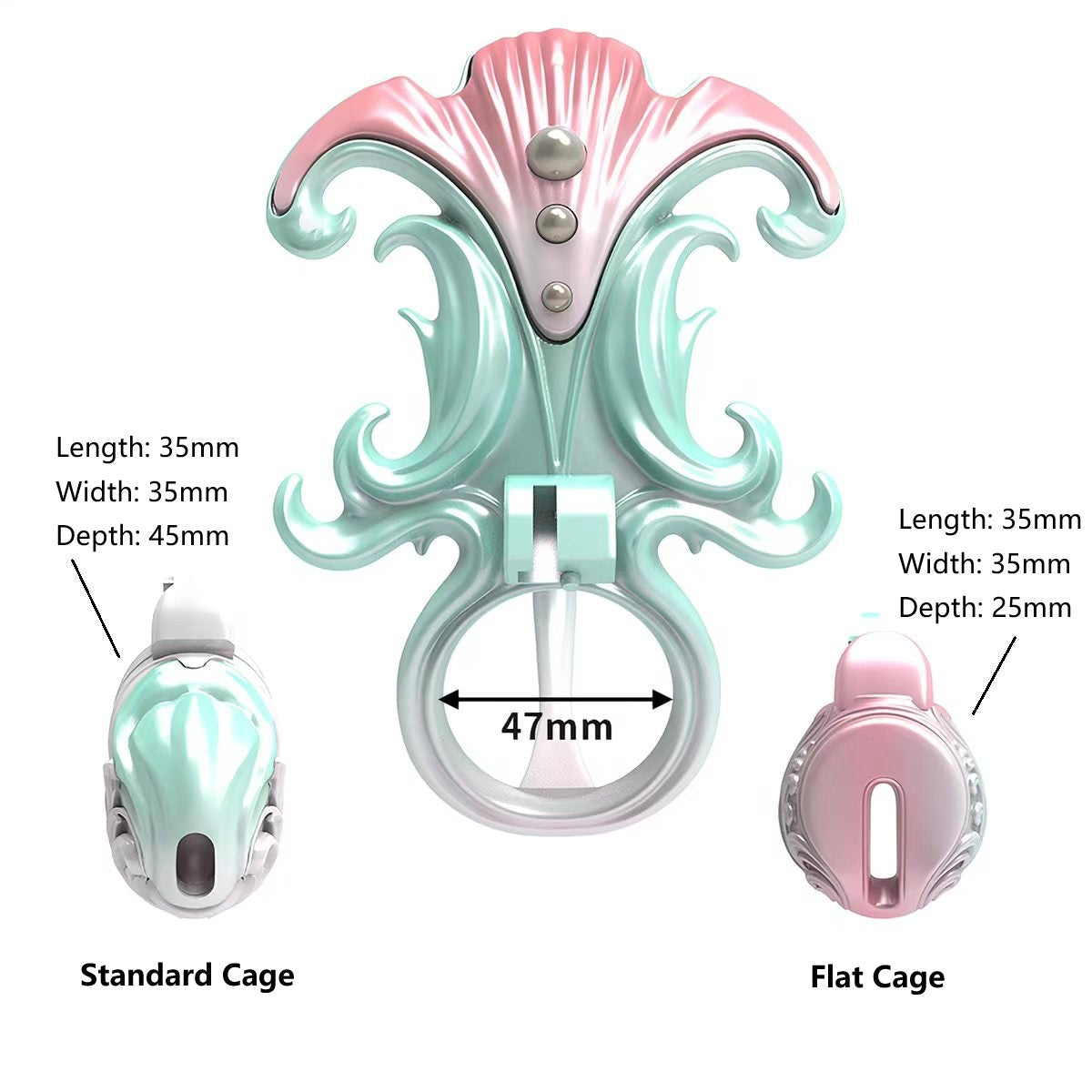 Coral Whisper Flat or Standard Chastity Cage