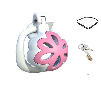 Three-Ring-Size Flower-Front Chastity Cage