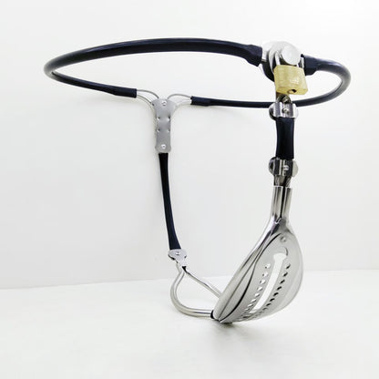 Curved-Shield Cable-Waist Female Chastity Belt
