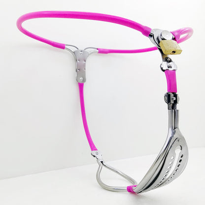 Curved-Shield Cable-Waist Female Chastity Belt
