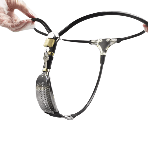 Oval-Shield Cable-Waist Female Chastity Belt
