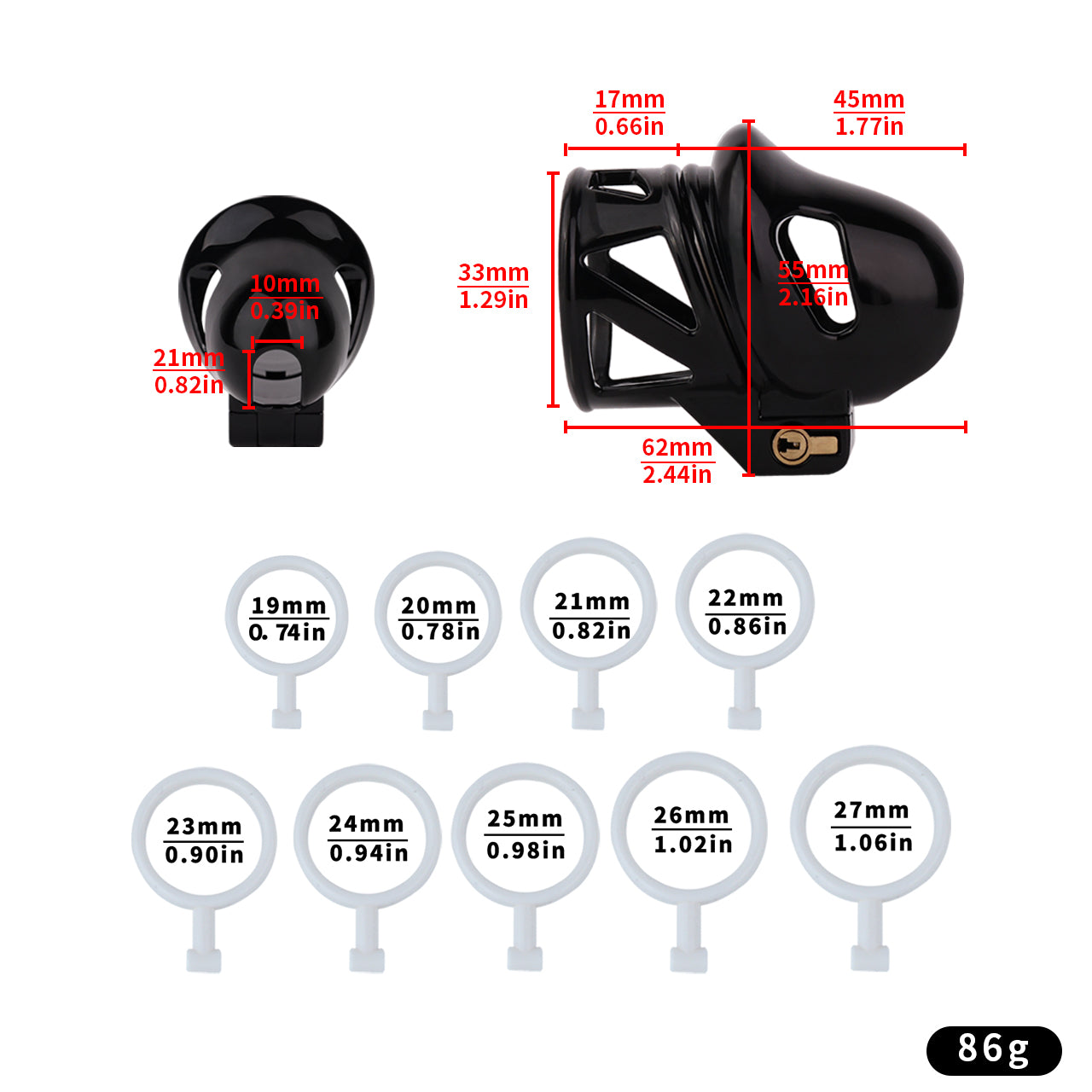 Hooded Glans Chastity Cage With Belt Option