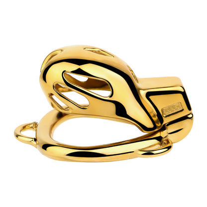 Golden Short Smooth Stainless Steel Mamba Cage with Belt in alternate gallery view 13
