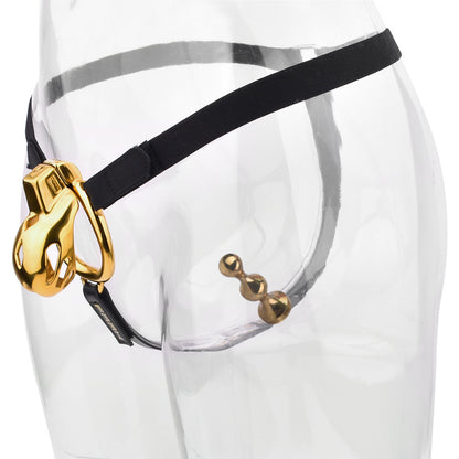 Golden Short Smooth Stainless Steel Mamba Cage with Belt in alternate gallery view 2