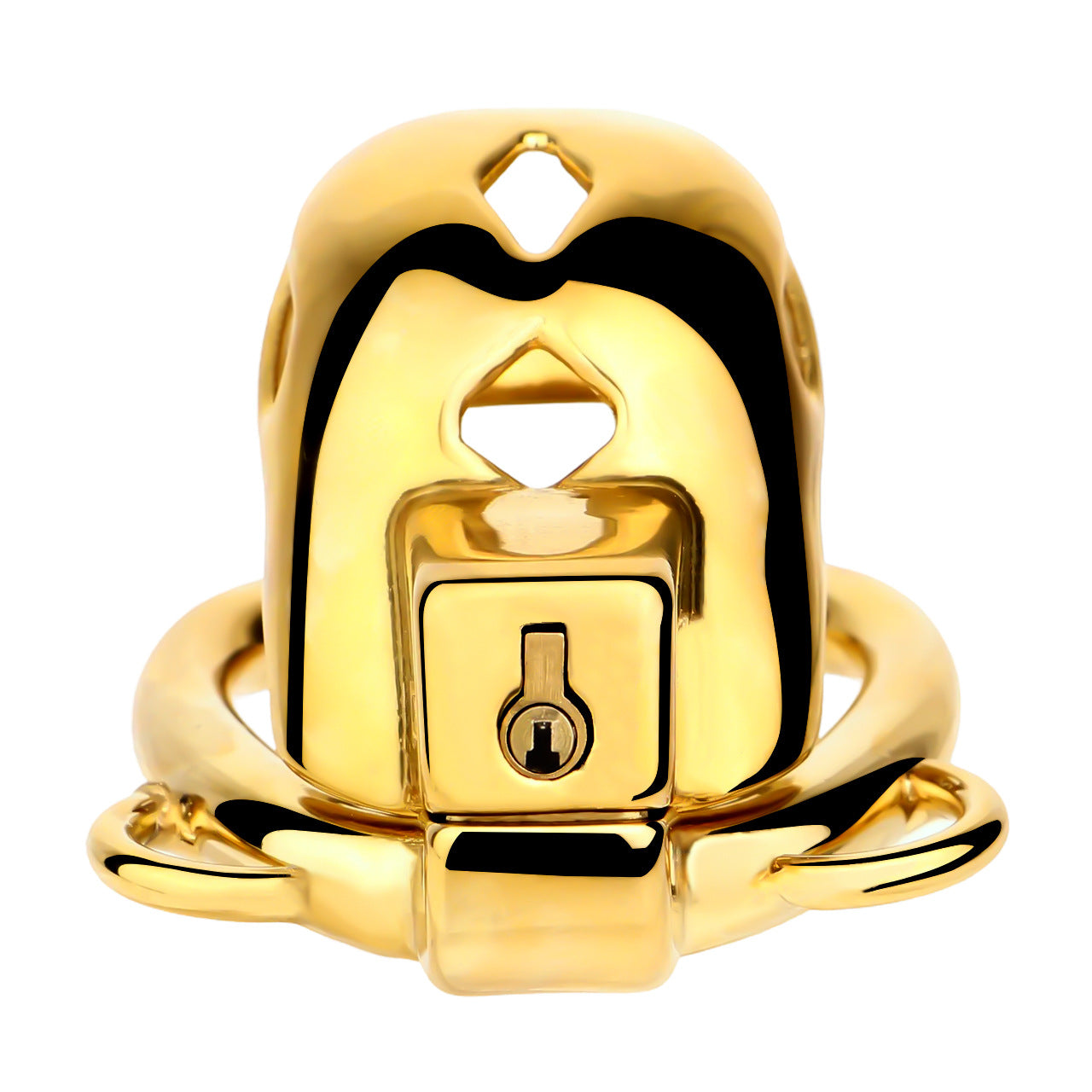 Golden Short Smooth Stainless Steel Mamba Cage with Belt in alternate gallery view 11
