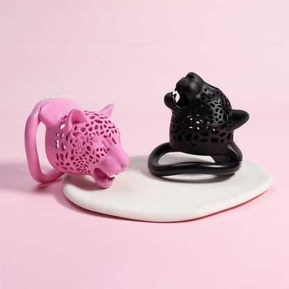 Leopard Print Head Chastity Cage