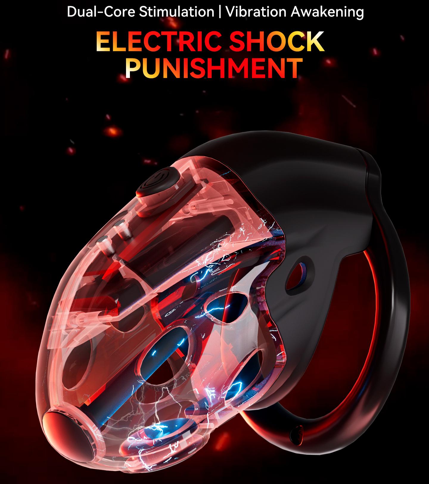 Lockink Retractable Electric Shock Vibrating Chastity Cage