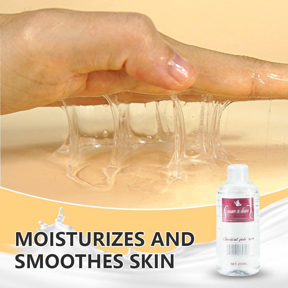 Love Lube lubricant texture shown on a hand beside the capped bottle