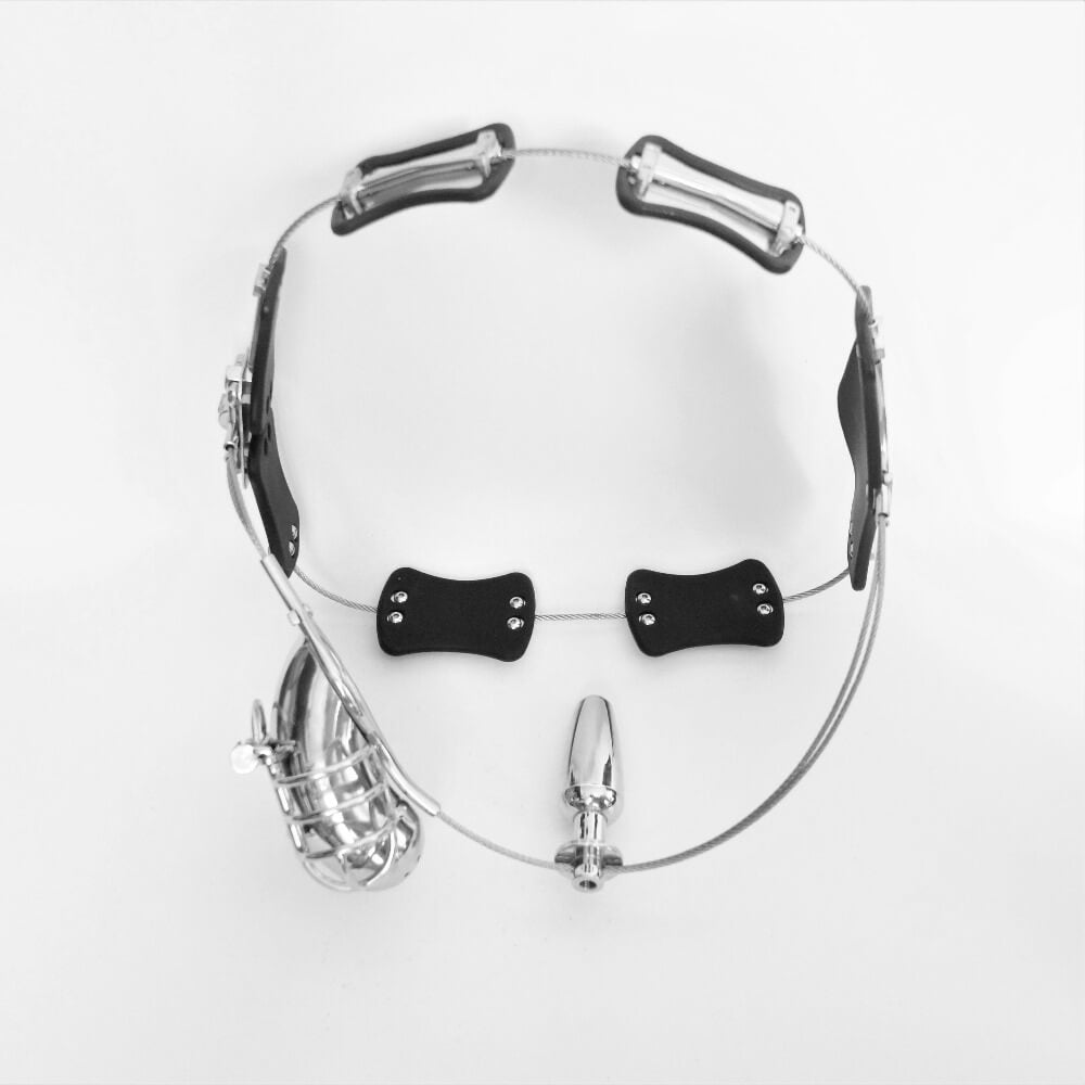 Underwear-Frame Male Chastity Belt with Anal Plug