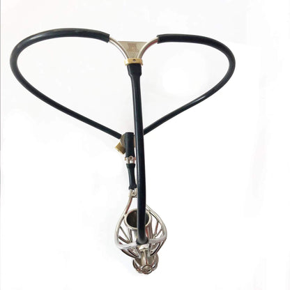 Semi-Hollow Cable-Waist Male Chastity Belt
