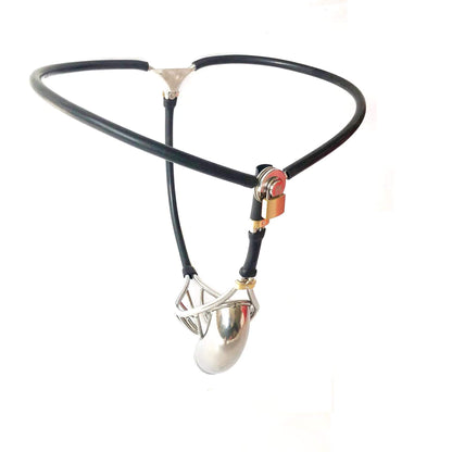 Semi-Hollow Cable-Waist Male Chastity Belt